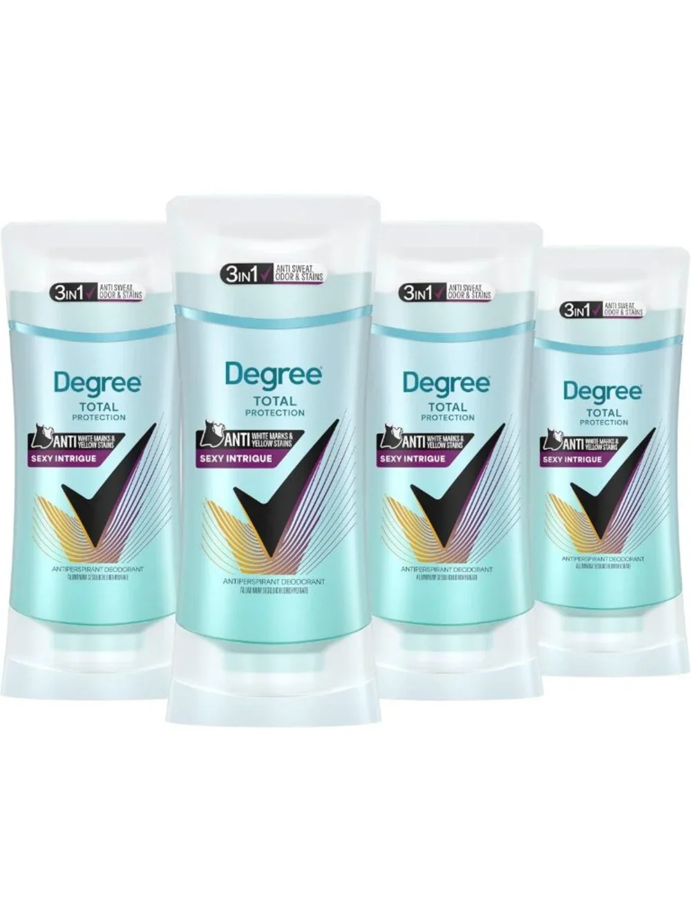 4-Pack 3-in-1 Antiperspirant for Women - Sexy Intrigue, Long-Lasting Protection
